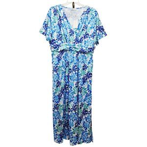Floral Maxi Dress By Keluuwani In Blue & Green  Size US 18  2XL